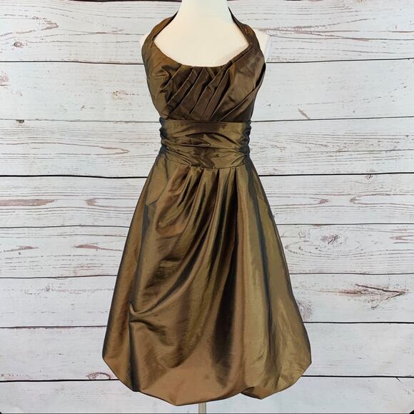 David’s Bridal bronze halter balloon dress - Picture 1 of 6